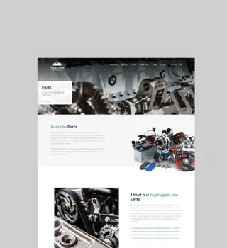 Muscats Motors genuine parts page on a screen showing engine components